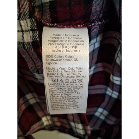 Women's J. Crew Burgundy Plaid Flannel Button-Down Shirt, Size Large - Picture 8 of 9